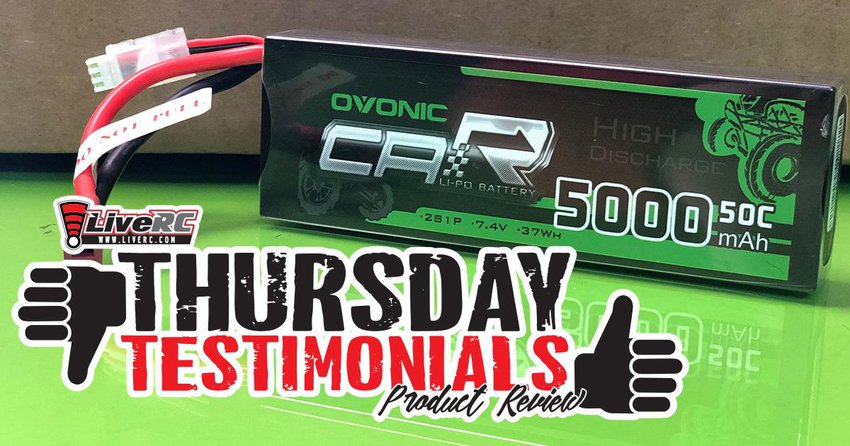 Main Photo: THURSDAY TESTIMONIALS: Ovonic 7.4V 5000mAh 50C 2S LiPo Battery Pack
